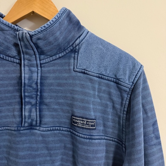 Vineyard Vines Sweater Blue Moonshine Woodhouse Striped Pullover Quarter Zip - Picture 6 of 16